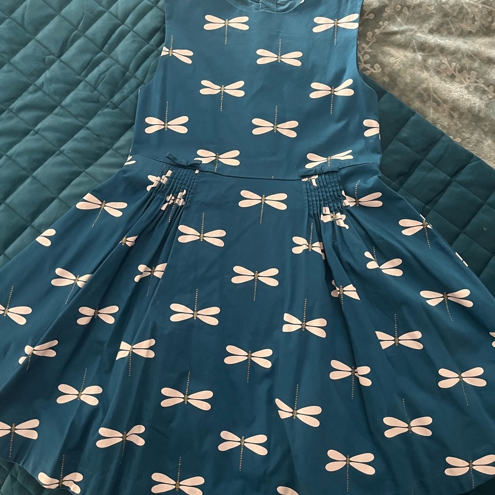 Jacadi Blue Dragonfly girls Dress Sz 10 gorgeous and like new